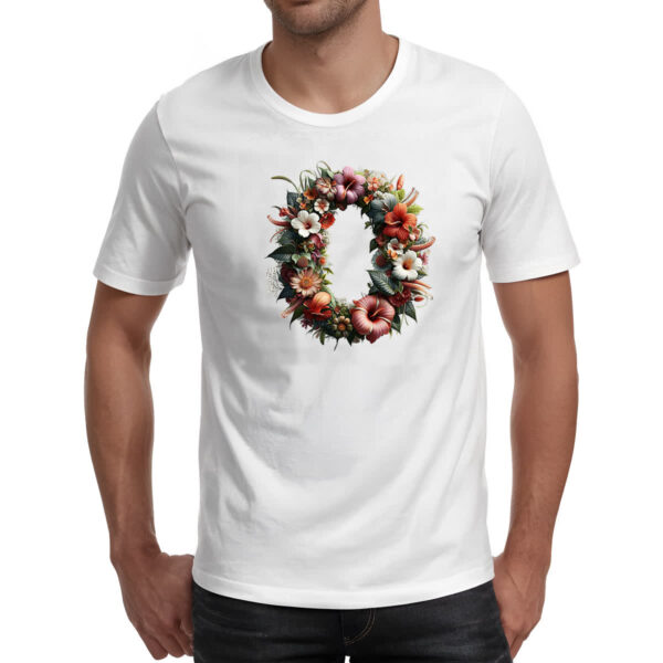 Camiseta Unissex Alfabeto Floral Letra O - Imagem 2