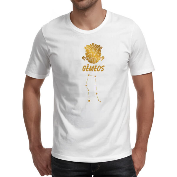 Camiseta Unissex Signo Gemeos Constelacao Dourada - Imagem 2