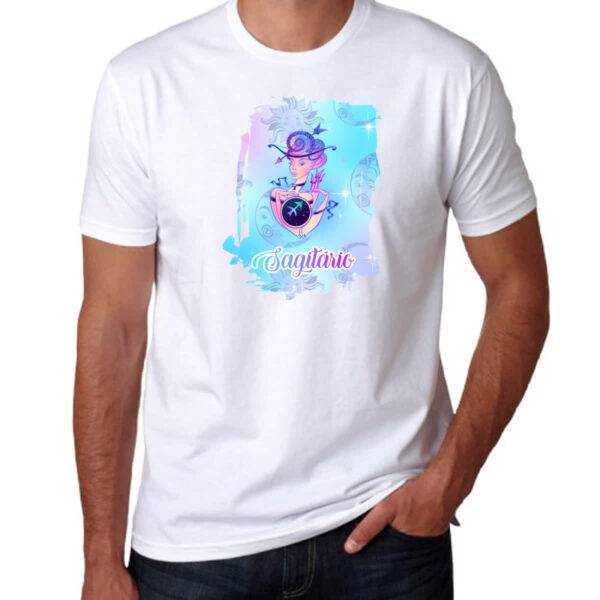 Camiseta Unissex Sagitario fundo zodiacal - Imagem 3