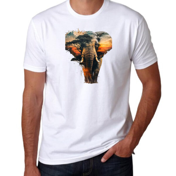 Camiseta Unissex Elefante africano paisagem corporal - Imagem 3
