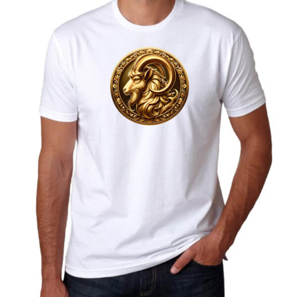 Camiseta Unissex Signo de Capricornio moeda de ouro - Imagem 3
