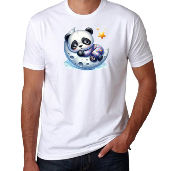 Camiseta Unissex Cute Panda dormindo na Lua - Imagem 3