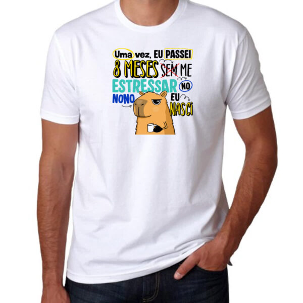 Camiseta Unissex Capivara Sem estressar Azul - Imagem 3
