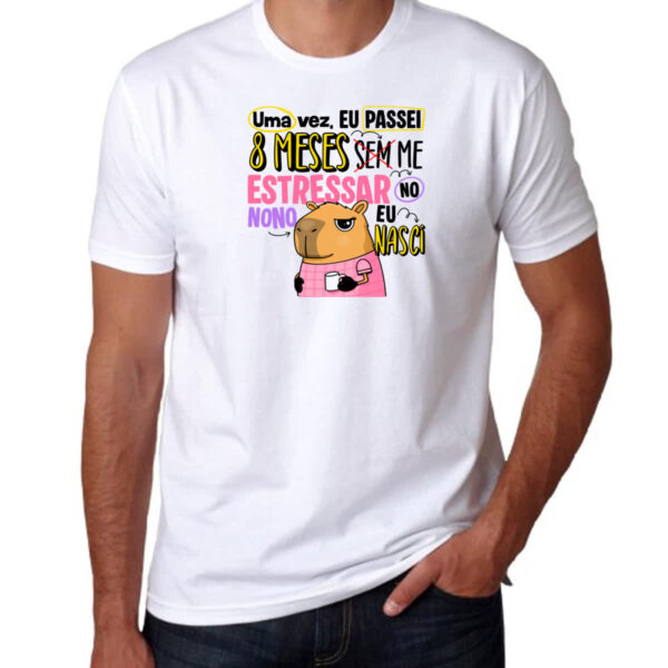 Camiseta Unissex Capivara Sem estressar rosa - Imagem 3