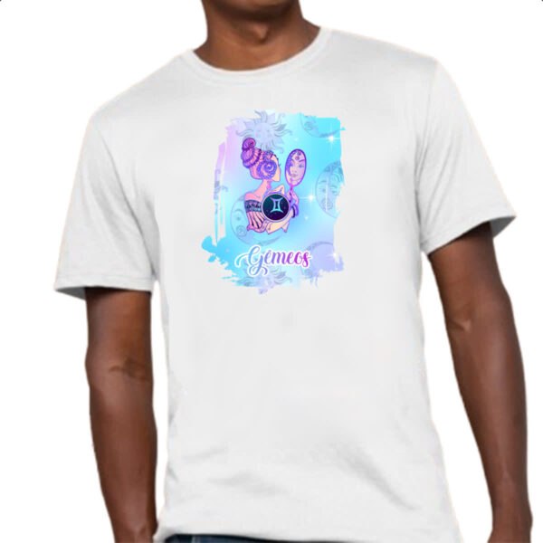 Camiseta Unissex Gemeos fundo zodiacal - Imagem 4