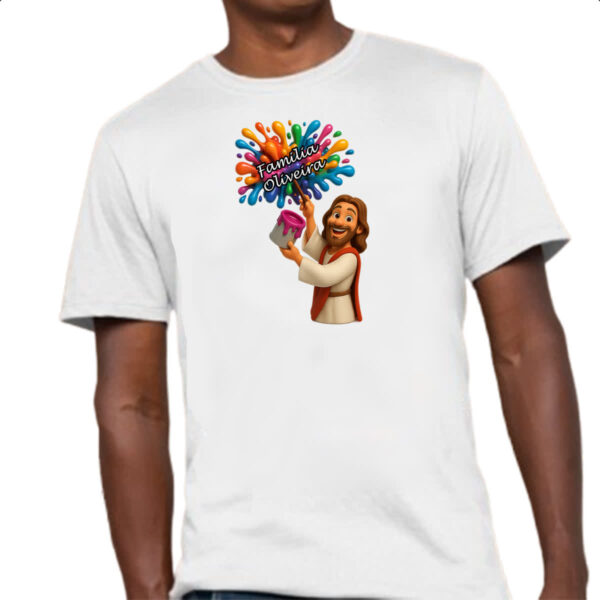 Camiseta Unissex Jesus Escrevendo Familia Oliveira - Imagem 4