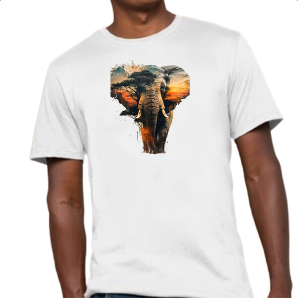 Camiseta Unissex Elefante africano paisagem corporal - Imagem 4