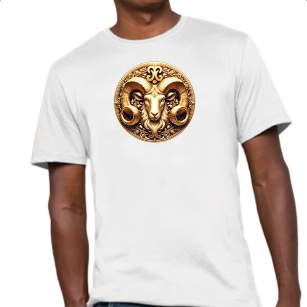 Camiseta Unissex Signo de Aries moeda de ouro - Imagem 4
