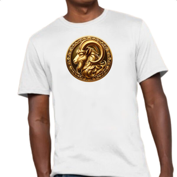 Camiseta Unissex Signo de Capricornio moeda de ouro - Imagem 4
