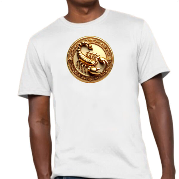 Camiseta Unissex Signo de Escorpiao moeda de ouro - Imagem 4
