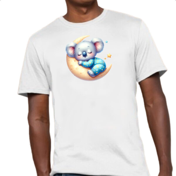 Camiseta Unissex Cute Koala dormindo na Lua - Imagem 4