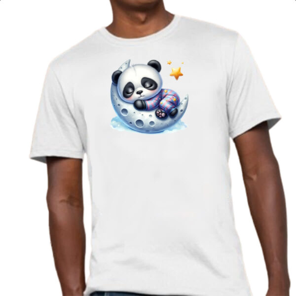 Camiseta Unissex Cute Panda dormindo na Lua - Imagem 4