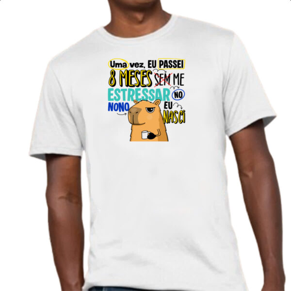 Camiseta Unissex Capivara Sem estressar Azul - Imagem 4