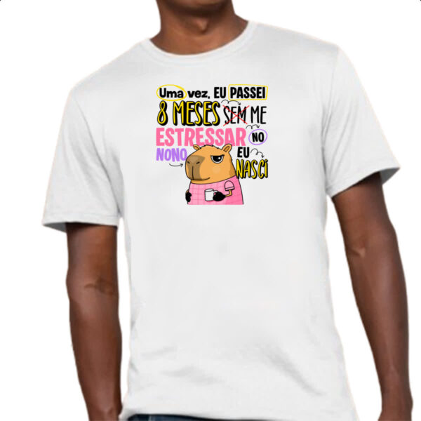 Camiseta Unissex Capivara Sem estressar rosa - Imagem 4