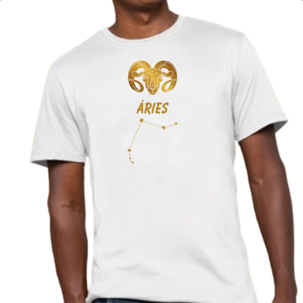 Camiseta Unissex Signo Aries Constelacao Dourada - Imagem 4
