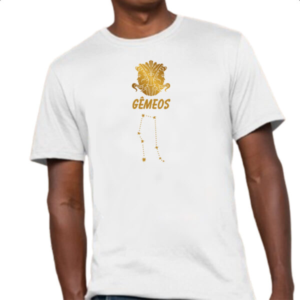 Camiseta Unissex Signo Gemeos Constelacao Dourada - Imagem 4