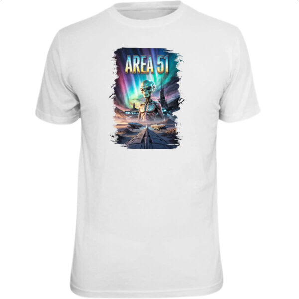 Camiseta Unissex Area 51 Poster Futurista