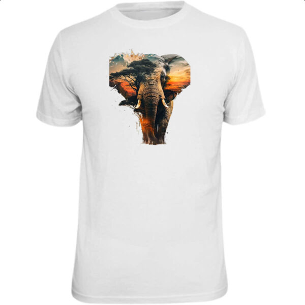 Camiseta Unissex Elefante africano paisagem corporal
