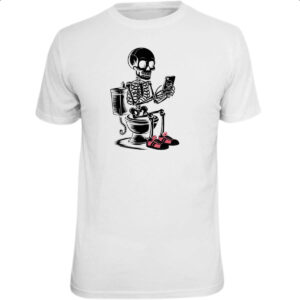 Camiseta Unissex Esqueleto na Sala de Forca