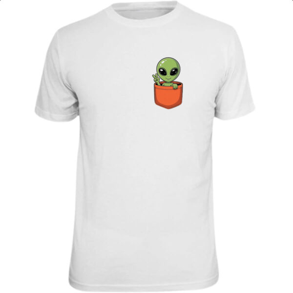 Camiseta Unissex Alien no bolso laranja