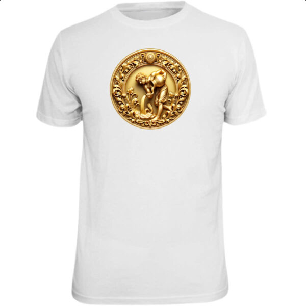 Camiseta Unissex Signo de Aquario moeda de ouro