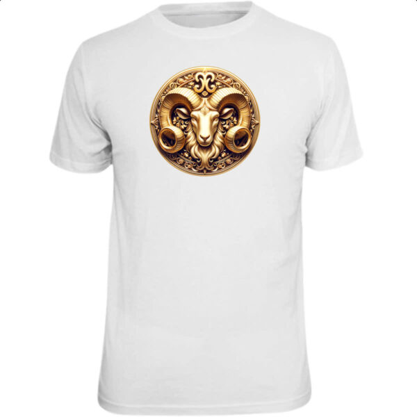 Camiseta Unissex Signo de Aries moeda de ouro