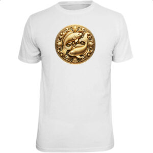Camiseta Unissex Signo de Peixes moeda de ouro