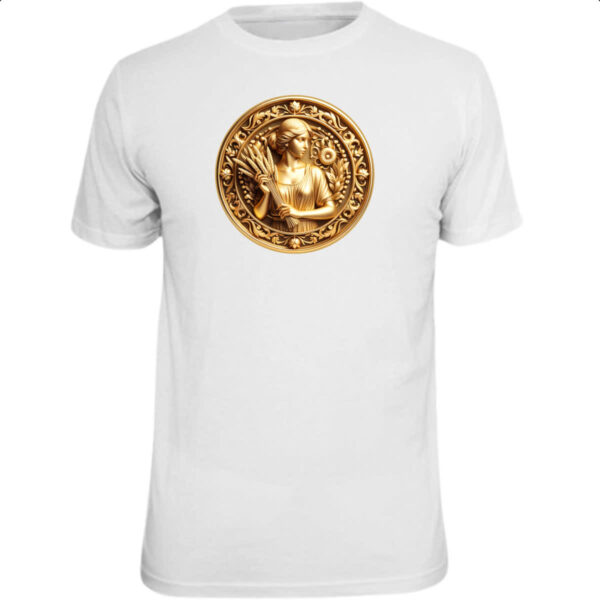 Camiseta Unissex Signo de Virgem moeda de ouro
