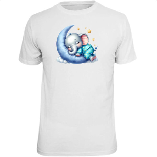 Camiseta Unissex Cute Elefante dormindo na Lua
