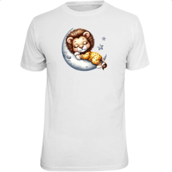 Camiseta Unissex Cute Leao dormindo na Lua