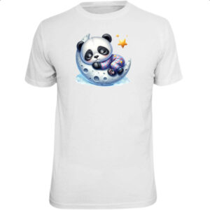 Camiseta Unissex Cute Panda dormindo na Lua