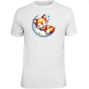 Camiseta Unissex Cute Raposa dormindo na Lua