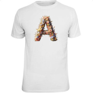 Camiseta Unissex Alfabeto Floral Letra A