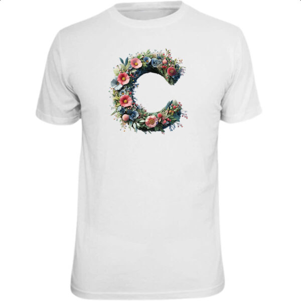 Camiseta Unissex Alfabeto Floral Letra C