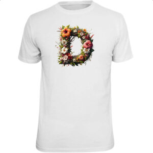Camiseta Unissex Alfabeto Floral Letra D