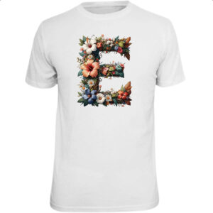 Camiseta Unissex Alfabeto Floral Letra E