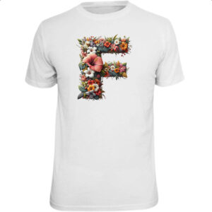 Camiseta Unissex Alfabeto Floral Letra F