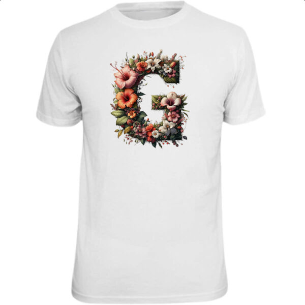Camiseta Unissex Alfabeto Floral Letra G