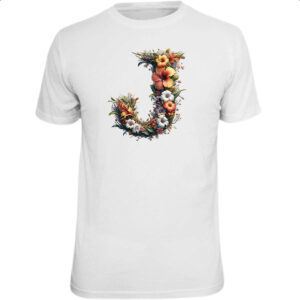 Camiseta Unissex Alfabeto Floral Letra J