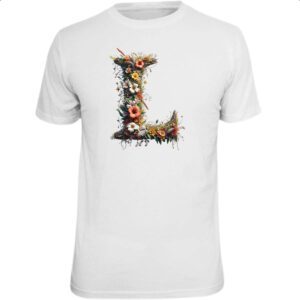 Camiseta Unissex Alfabeto Floral Letra L