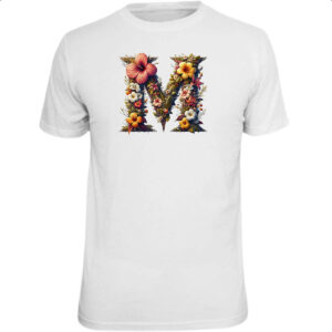 Camiseta Unissex Alfabeto Floral Letra M