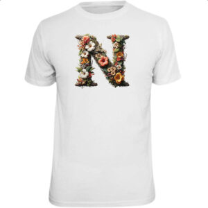 Camiseta Unissex Alfabeto Floral Letra N
