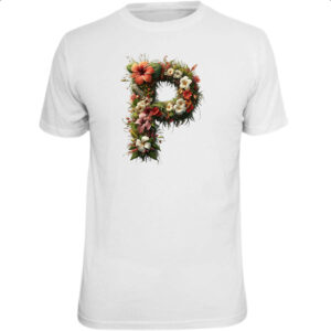 Camiseta Unissex Alfabeto Floral Letra P