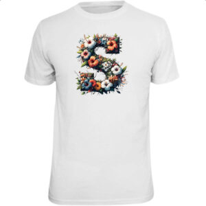 Camiseta Unissex Alfabeto Floral Letra S