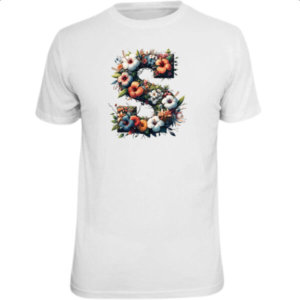 Camiseta Unissex Alfabeto Floral Letra S