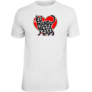 Camiseta Unissex Silhueta gato manda na casa