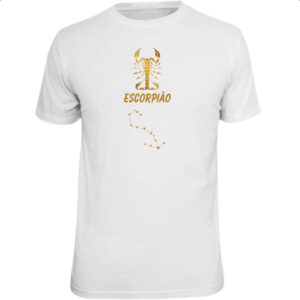 Camiseta Unissex Signo Escorpiao Constelacao Dourada