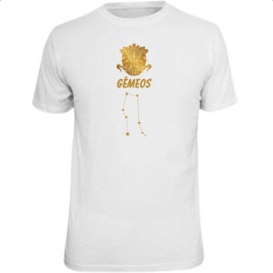 Camiseta Unissex Signo Gemeos Constelacao Dourada
