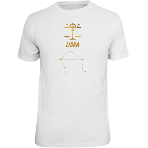 Camiseta Unissex Signo Libra Constelacao Dourada