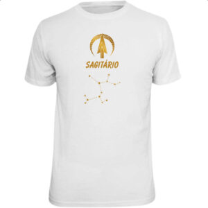 Camiseta Unissex Signo Sagitario Constelacao Dourada